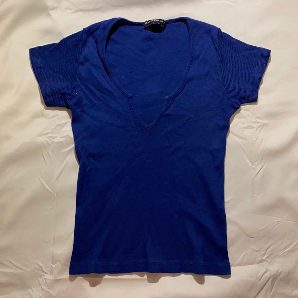 Brandy Melville Richie v notch short sleeve shirt